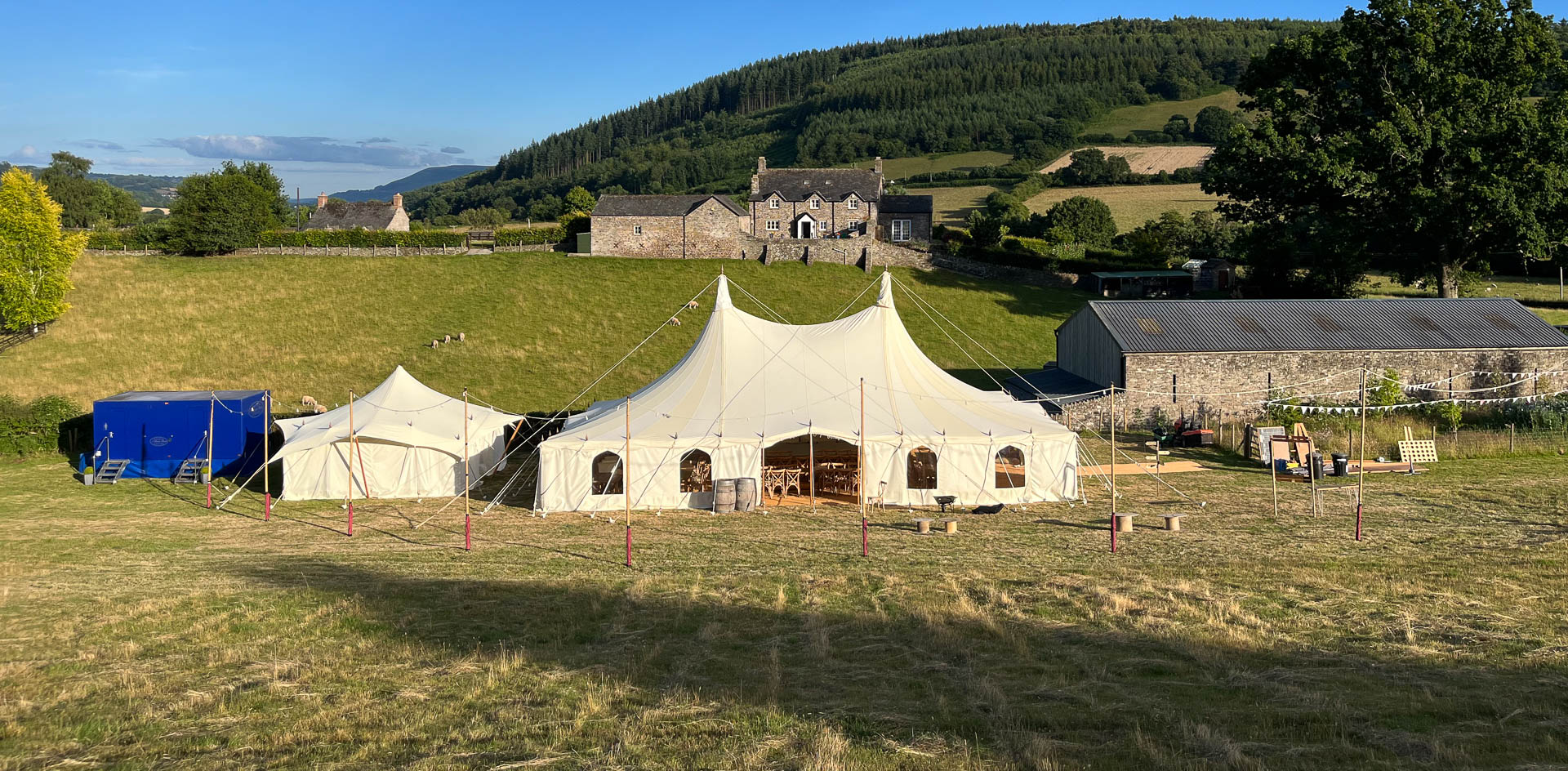 Farm marquee wedding in wales - canvas marquee hire